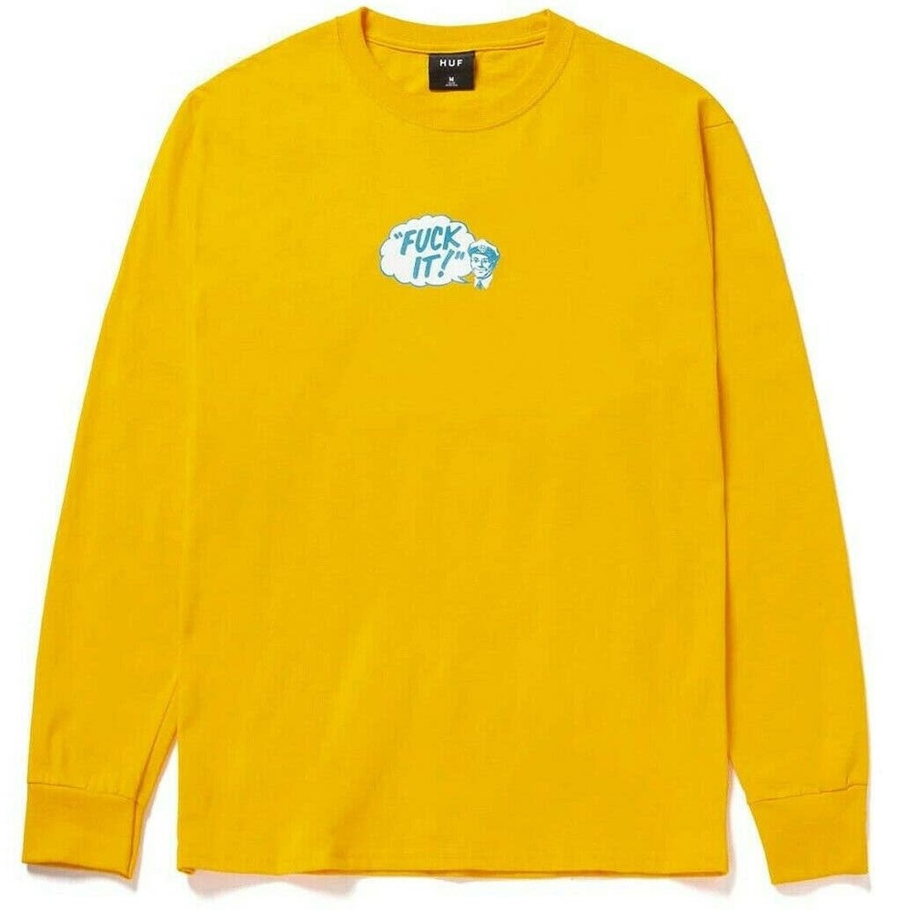 HUF Men's Special Delivery Long Sleeve Tee T-Shirt - Gold